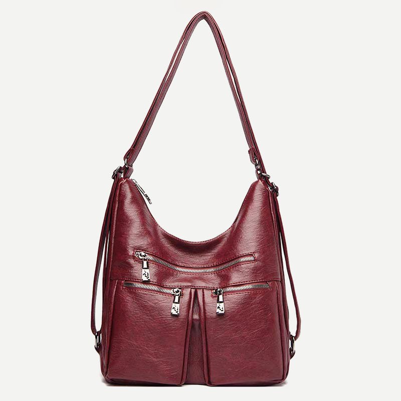 3 - Way Use Backpack Multi - Pocket Leather Zip Crossbody Shoulder Bag - VOTVO