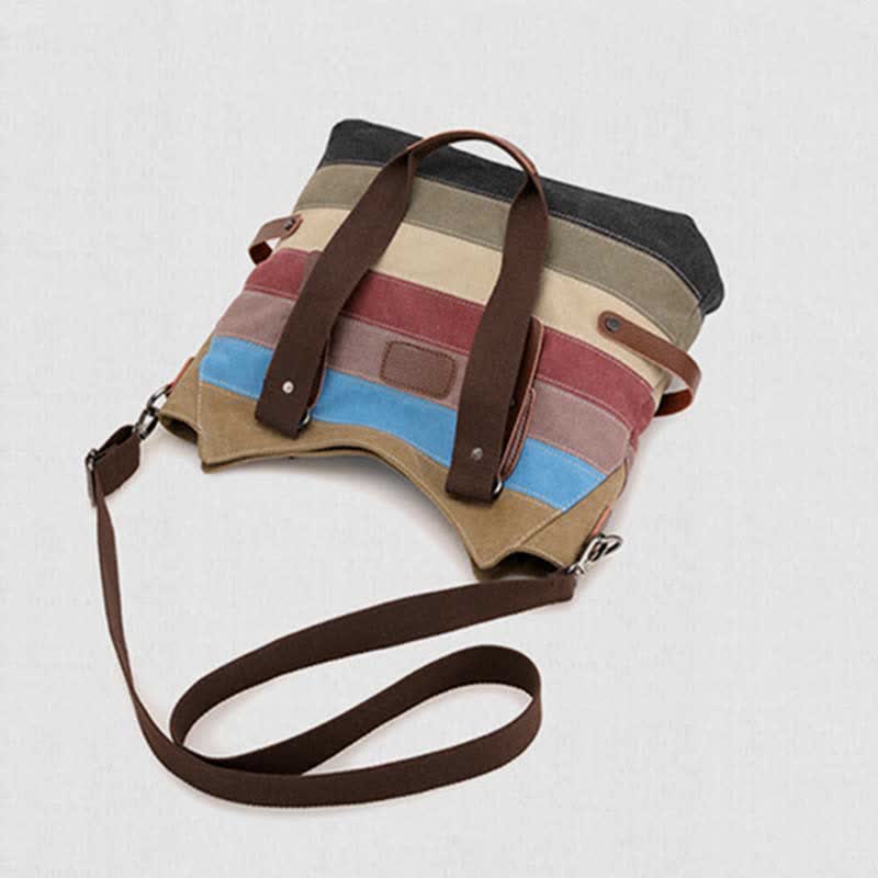 Multifunction Color Block Canvas Tote Bag | Hobo Shoulder Bag & Crossbody Purse - VOTVO