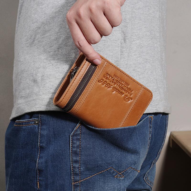 RFID Large Capacity Bifold Wallet for Men – Retro Genuine Leather with 20 Card Slots & Zipper Pockets - VOTVO