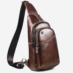 Large Capacity Genuine Leather Sling Bag for Men – Versatile Crossbody Chest Bag - VOTVO