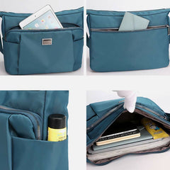 Crossbody Plaid Nylon Tote Bag for Women – Multi-Pocket Waterproof Purse