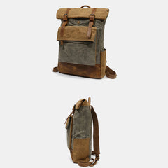 Canvas Leather Backpack Rucksack – Fits 15.6" Laptops | Perfect for College, Weekend Travel, and Daily Use