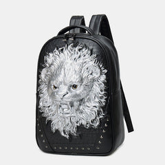 3D Animal Head Studded Leather Backpack – Cool Laptop College Bookbag