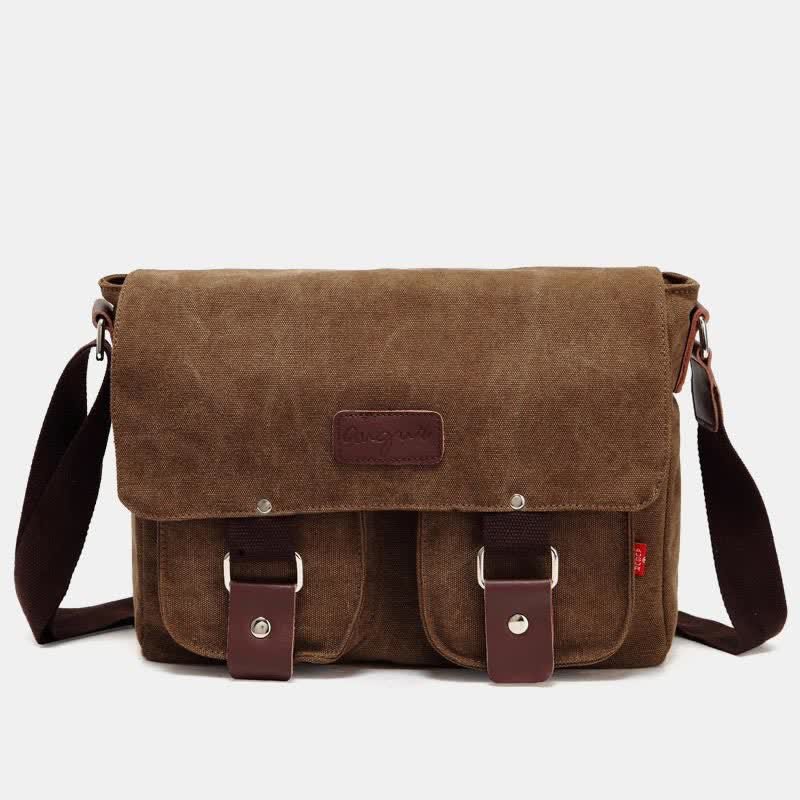 Borsa a tracolla in tela da uomo – Borsa a tracolla vintage multitasche