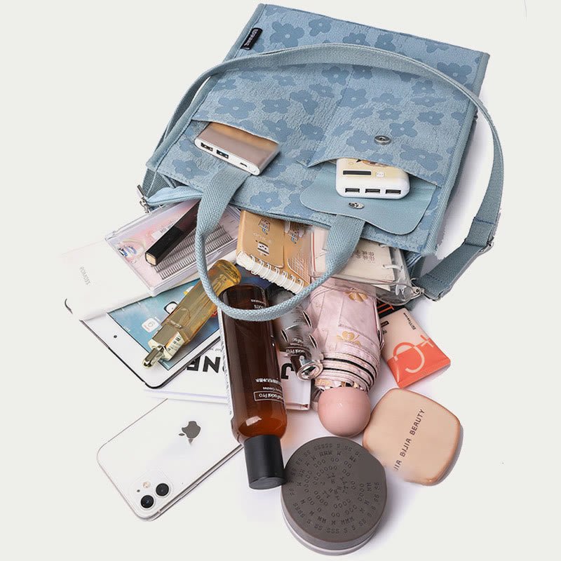 Floral Crossbody Tote Bag – Cute Nylon Shoulder Purse for Office & Daily Use - VOTVO