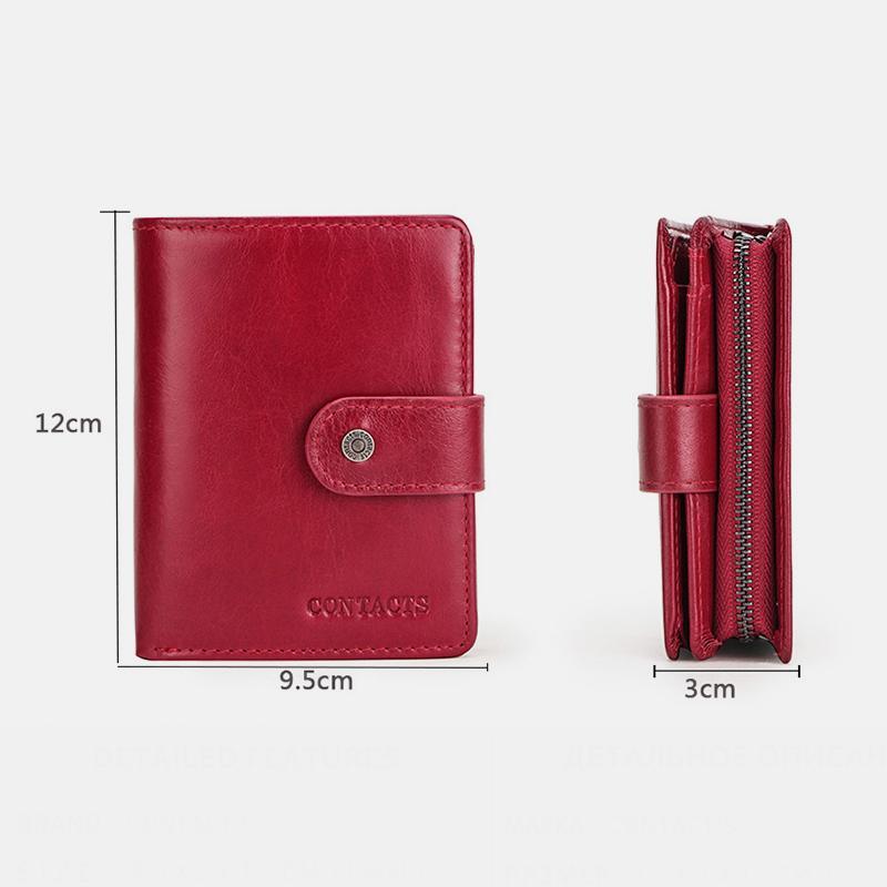 Genuine Leather RFID Trifold Anti-theft Retro Wallet for Women