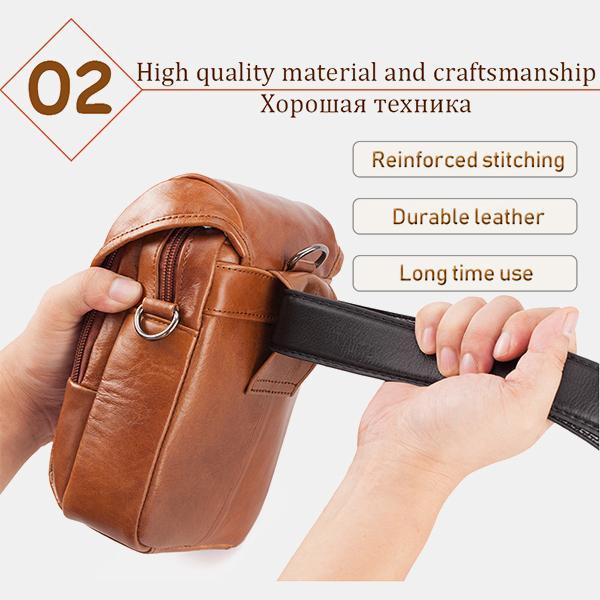 Men's Genuine Leather Phone Purse – Crossbody & Waist Bag for Daily Use