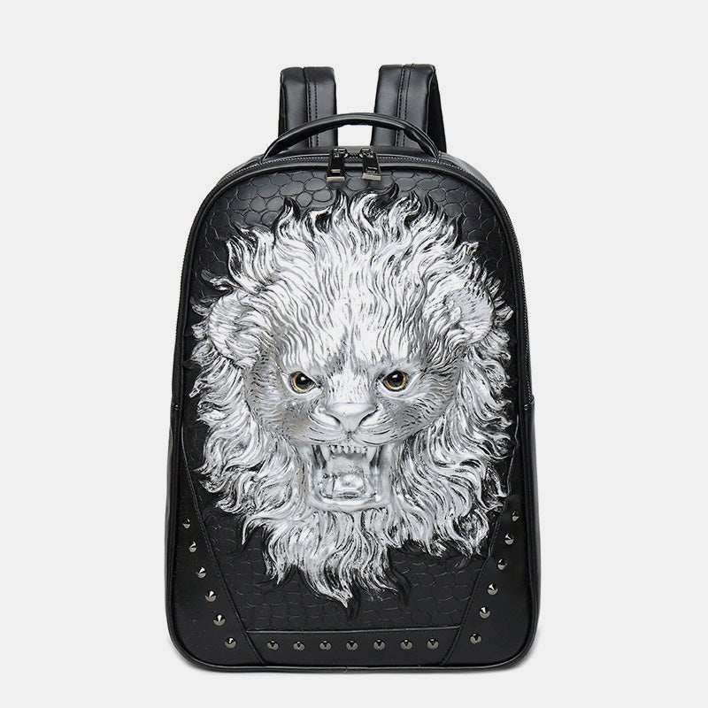 3D Animal Head Studded Leather Backpack – Cool Laptop College Bookbag - VOTVO