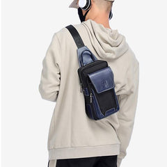 Genuine Leather Casual Sling Bag for Men - Fashionable Crossbody Shoulder Chest Bag