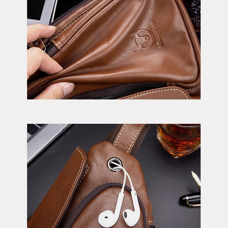Anti - theft Slim Sling Bag for Men | Genuine Leather Crossbody Chest Bag - VOTVO