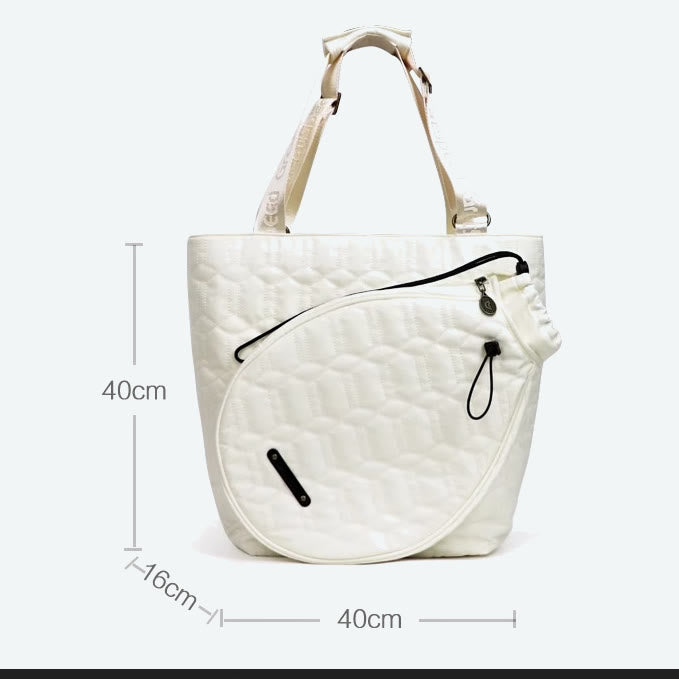 Borsa da racchetta in nylon da donna - Borsa a tracolla bianca per sport da badminton all'aperto
