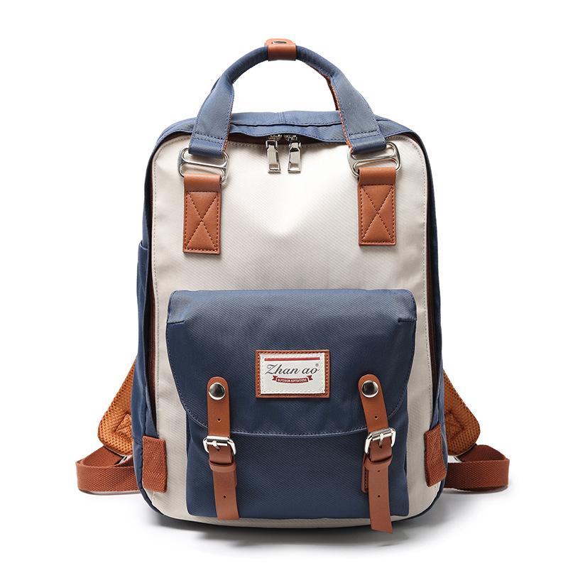 Large Capacity Colorblock Waterproof Backpack – School & Travel Laptop Bag