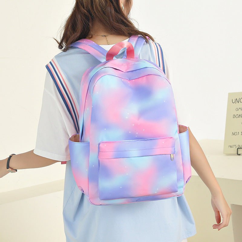 3Pcs Tie - Dye Girls Backpack Set – Canvas School Bookbag, Lunch Bag & Pencil Case for Students, Women, and Teens - VOTVO