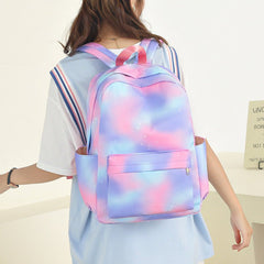 3Pcs Tie - Dye Girls Backpack Set – Canvas School Bookbag, Lunch Bag & Pencil Case for Students, Women, and Teens - VOTVO