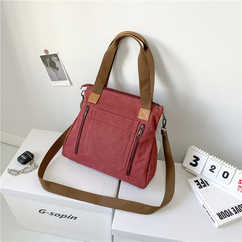 Vintage Leisure Tote Bag for Women – Canvas Crossbody Commuter Shoulder Bag