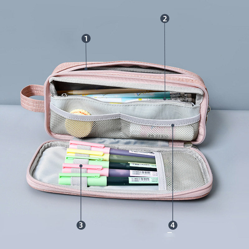 Large Capacity Canvas Pencil Case – Durable Pen Pouch for Office & School