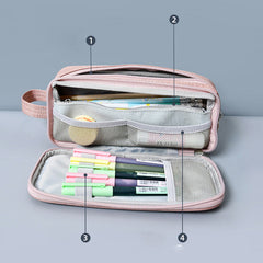 Astuccio portapenne in tela di grande capacità - Astuccio portapenne resistente per ufficio e scuola