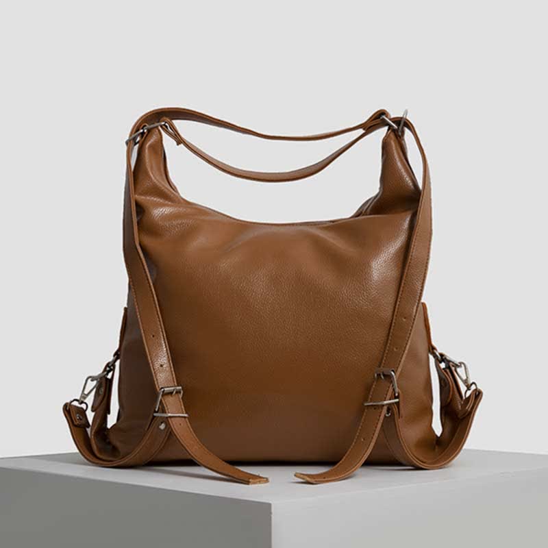 2 - in - 1 Convertible Leather Tote Backpack – Retro Shoulder Bag & Travel Day Pack - VOTVO