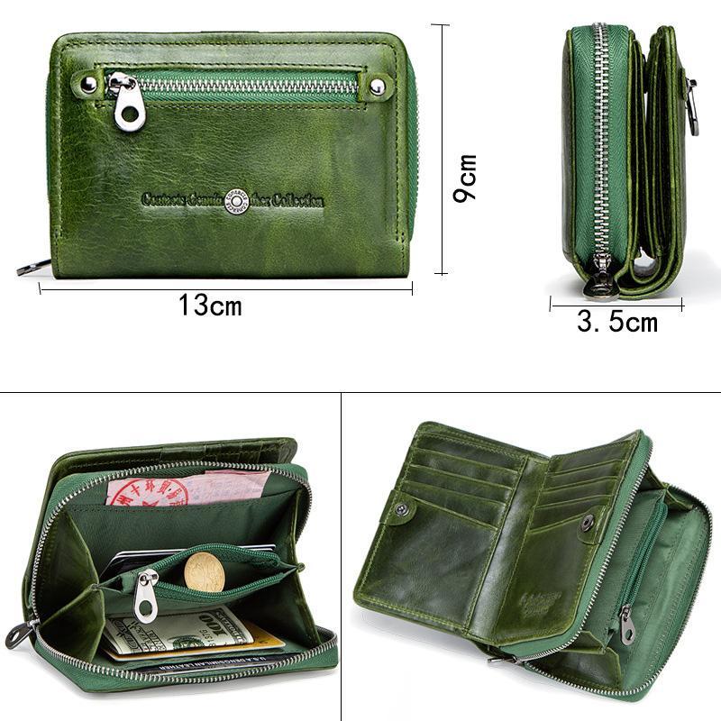 Genuine Leather Two Fold Multi - function Short Wallet - VOTVO