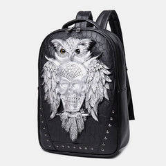 3D Owl Design Laptop Backpack – Waterproof PU Leather College & School Backpack for Travel, Sport, and Daily Use