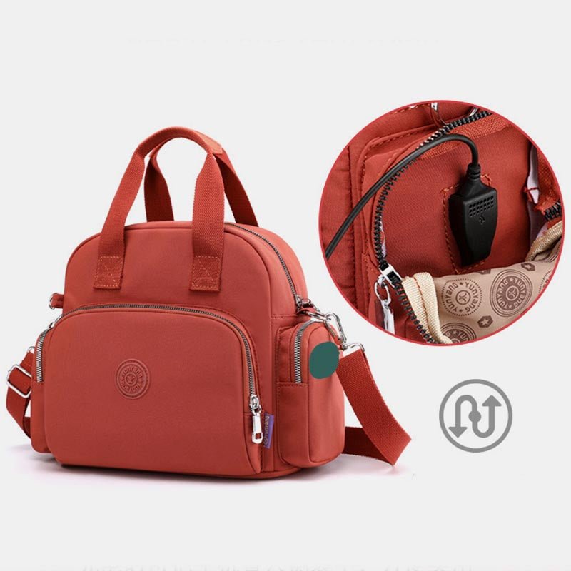 3 - Way Use Backpack with USB Charging Port – Versatile Nylon Travel & School Bag for Women - VOTVO