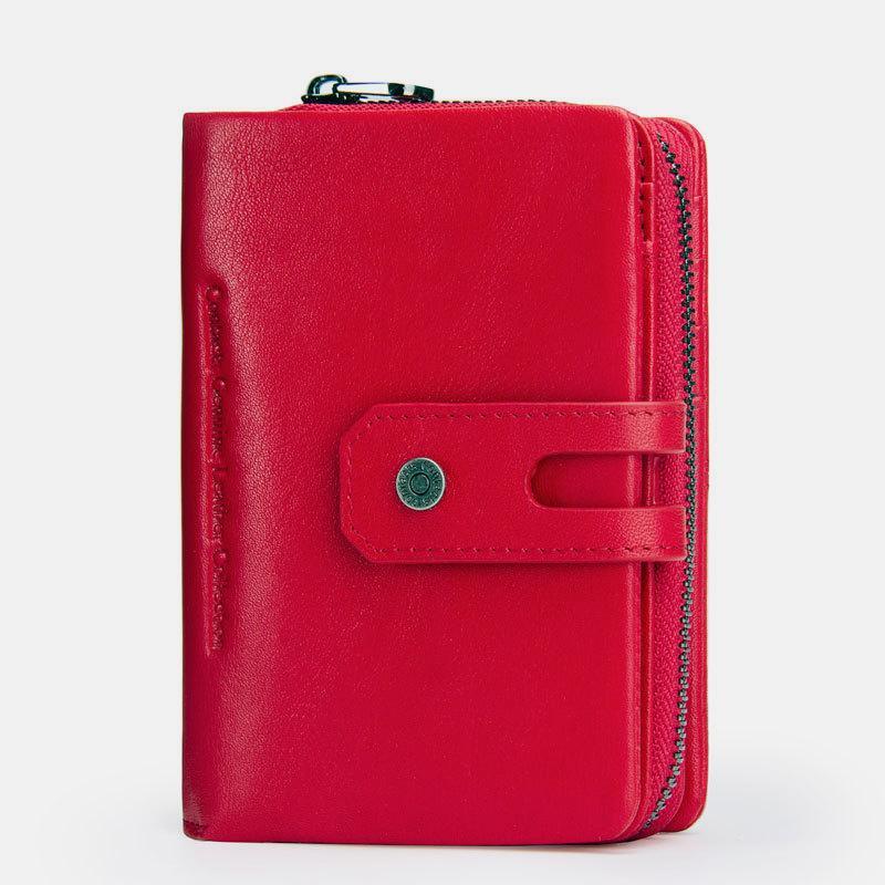 Genuine Leather Multifunctional Anti-theft Wallet for Women – RFID Protection, Card Slots & Zippered Coin Pocket