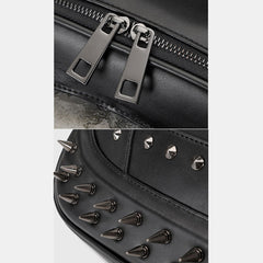 3D Leather Skull Laptop Backpack – Steampunk Rivet Travel & College Bag