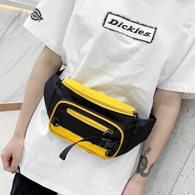 Contrast Color Crossbody Waist Bag for Girls - Stylish Canvas Sling Purse