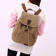 Canvas Backpack for Women & Girls – Vintage Drawstring School & Travel Rucksack