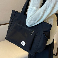 Tote Bag for Women – Plain Color with Badge Decor, Shoulder Bag - VOTVO