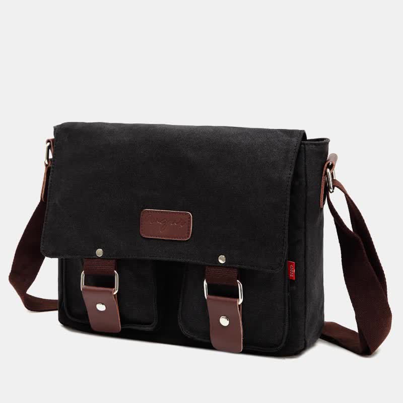 Borsa a tracolla in tela da uomo – Borsa a tracolla vintage multitasche