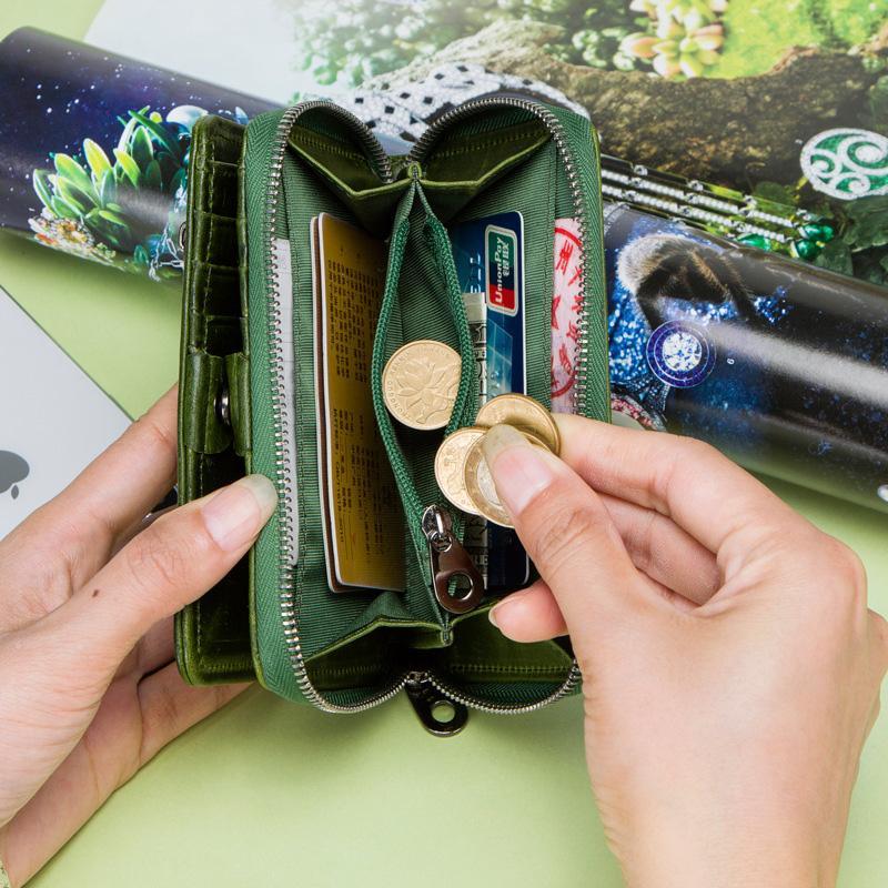 Genuine Leather Two Fold Multi - function Short Wallet - VOTVO