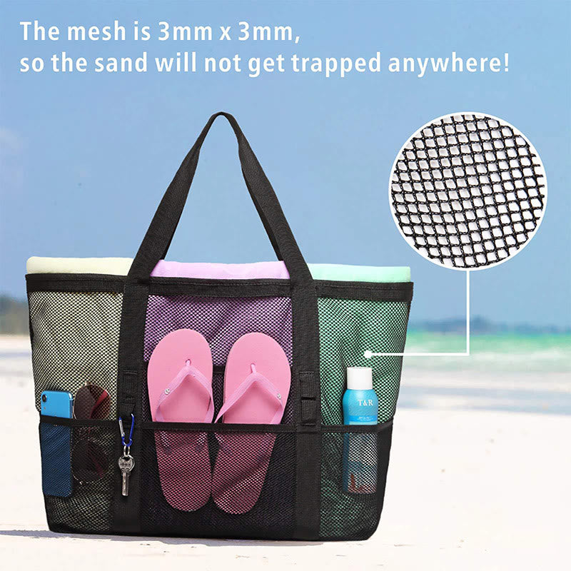 Large Capacity Beach Bag for Holiday Travel – Portable Mesh Shoulder Bag