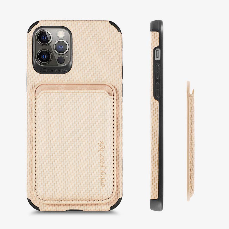 Magnetic Phone Wallet for iPhone – Fiber Texture Case with Card Holder