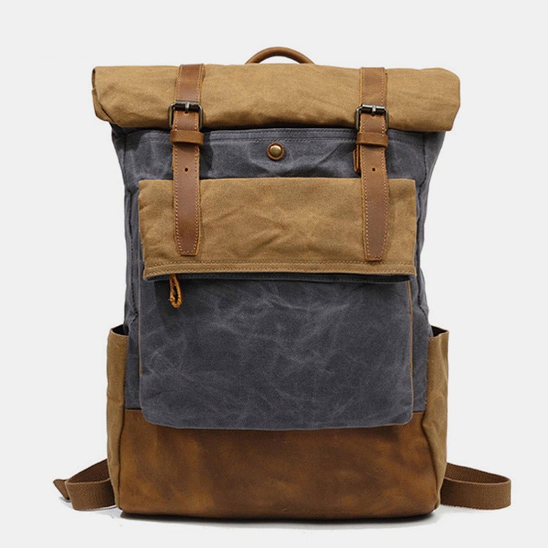 Canvas Leather Backpack Rucksack – Fits 15.6" Laptops | Perfect for College, Weekend Travel, and Daily Use - VOTVO