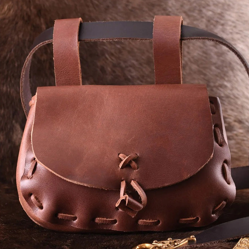 Medieval Leather Bag Pouch – Portable Coin Purse Belt Holster Waist Bag