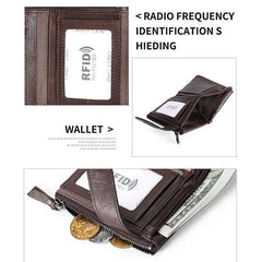 Cartera pequeña RFID de cuero genuino: compacta y segura