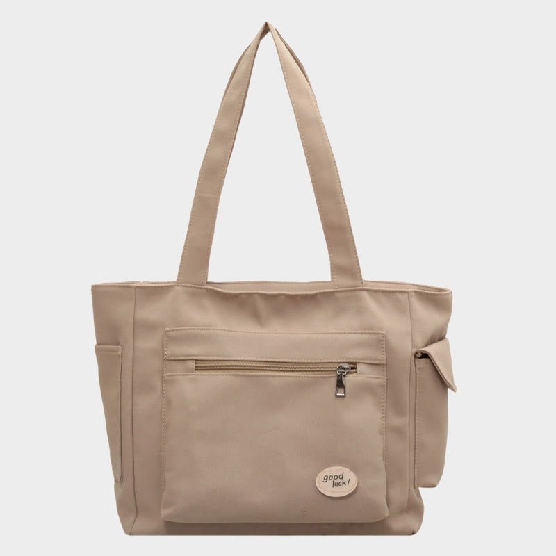 Tote Bag for Women – Plain Color with Badge Decor, Shoulder Bag - VOTVO