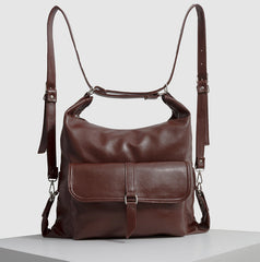 2-in-1 Convertible Leather Tote Backpack – Retro Shoulder Bag & Travel Day Pack