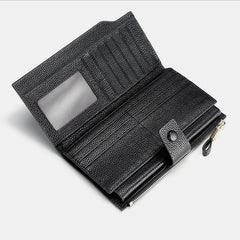 RFID-Leder-Retro-Langgeldbörse mit Reißverschlussfach – Geldbörse mit großem Fassungsvermögen für Damen