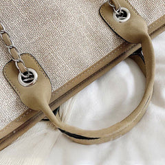 Crossbody Canvas Tote for Women – Chain Strap Bucket Bag