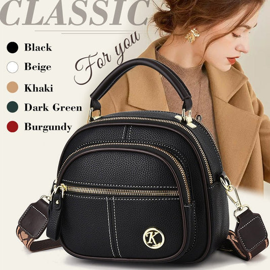 Classic Multifunctional Compartments Adjustable Wide Shoulder Strap PU Leather Crossbody Bag - VOTVO