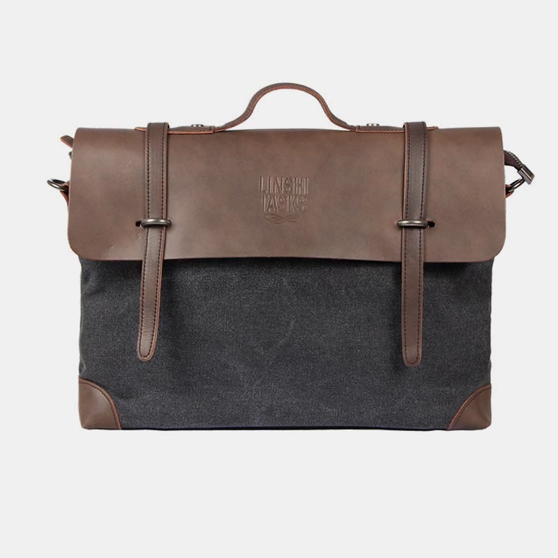 Messenger Bag for Men – Canvas Vintage Crossbody Handbag with Crazy Horse Leather, Casual Business Document Bag - VOTVO