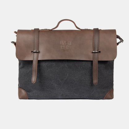 Messenger Bag for Men – Canvas Vintage Crossbody Handbag with Crazy Horse Leather, Casual Business Document Bag - VOTVO