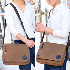 Canvas Messenger Bag for Men Travel Satchel Water Resistant Crossbody Bag
