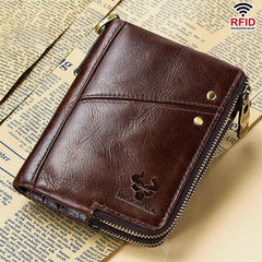 RFID Anti - theft Genuine Leather Multi - slot Bifold Wallet for Men - Stylish Business Wallet - VOTVO