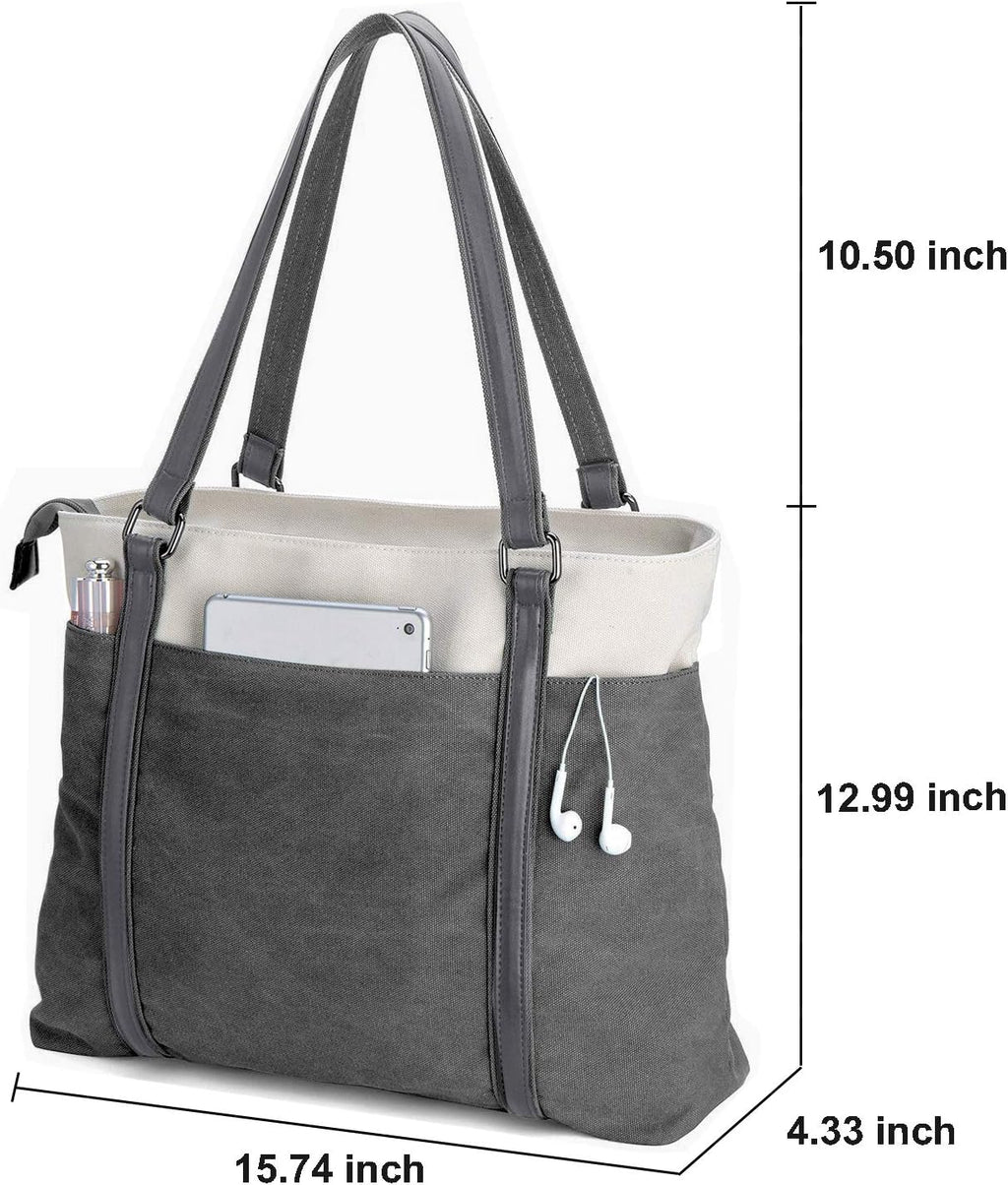 Women Laptop Tote Bag for Work – Lightweight Splice Canvas 15.6 Inch Handbag Purse - VOTVO