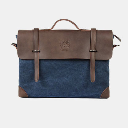 Messenger Bag for Men – Canvas Vintage Crossbody Handbag with Crazy Horse Leather, Casual Business Document Bag - VOTVO