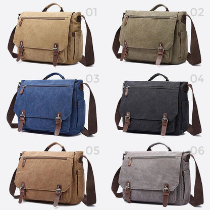 Messenger Bag for Men – Portable Large Capacity Canvas Business Briefcase