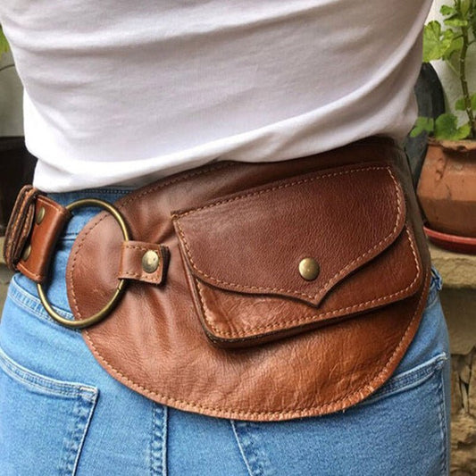 Medieval Unisex Boho Leather Utility Belt Bag - Waist Bag & Phone Pouch - VOTVO
